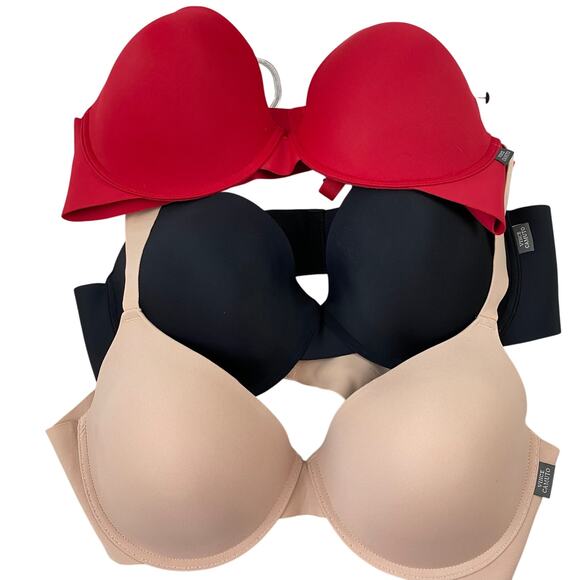 Vince Camuto Full Figure‎ Spacer T-Shirt Bras 42C 3-Pack Skin Tone Red Black NWT - Picture 9 of 9